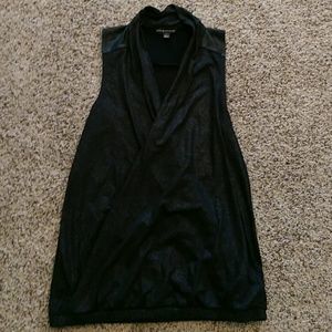 Rock and Republic Faux Wrap Sleeveless Top M Black